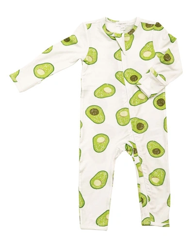 Angel Dear Kids' Avocado Print Zip Front Coverall In Green