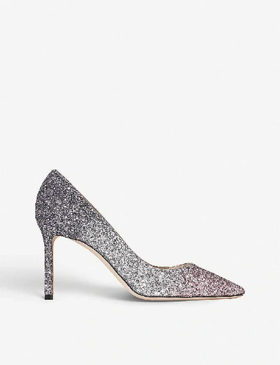 Jimmy Choo Silver Pink And Romy 85 Glitter Pumps
