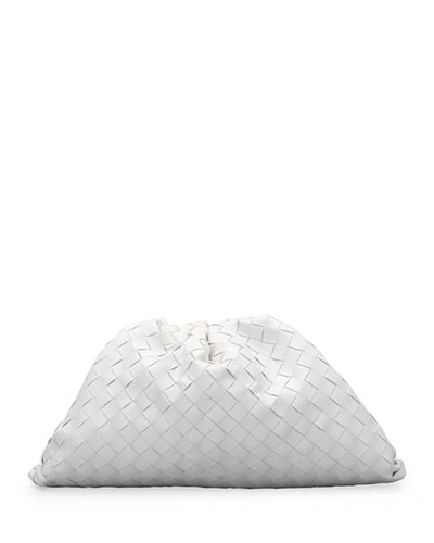 Bottega Veneta Kids' Leather Intrecciato Pouch Clutch Bag In White