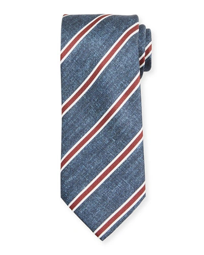 Brioni Framed Stripe Tie In Blue/red