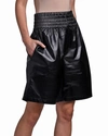 Bottega Veneta Shirred Leather Shorts In Black