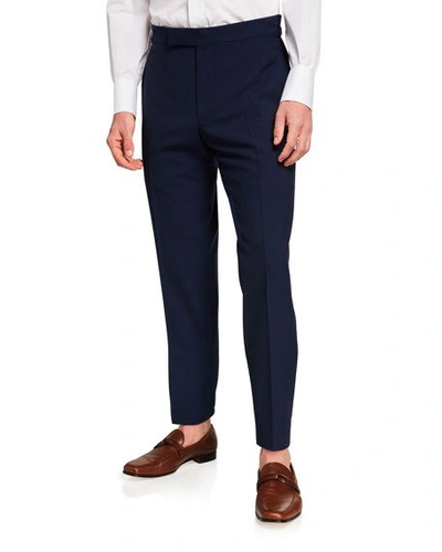 Tom Ford Men's O'connor Base Wool Trousers In Blue