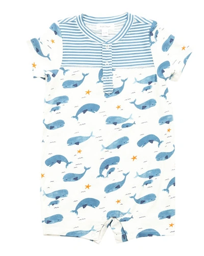 Angel Dear Kids' Boy's Whale Pod Henley Shortall In Blue