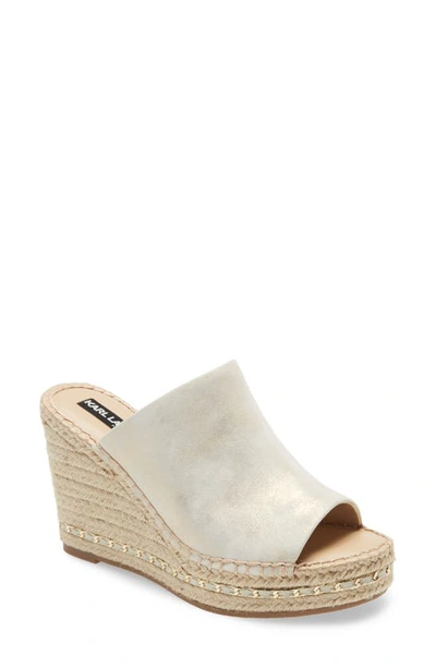 Karl Lagerfeld Carina Wedge Sandal In Light Gold Suede