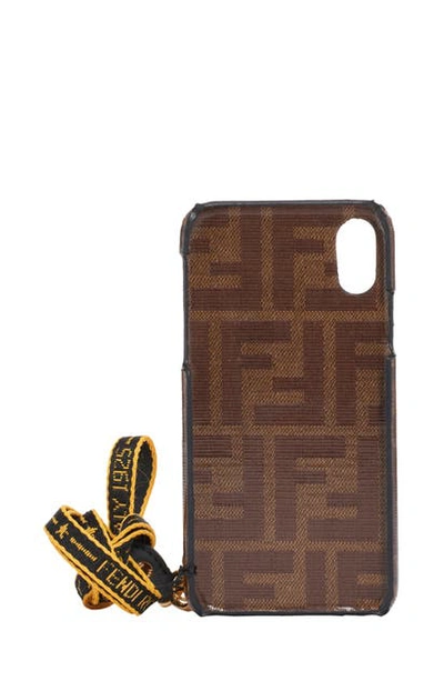 Fendi Ff Glazed Canvas Iphone 11 Pro Case In Brown Multi