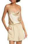 Nili Lotan Gemma Draped Silk-satin Camisole In Khaki