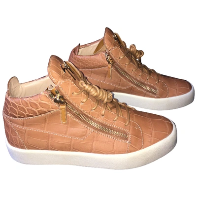 Pre-owned Giuseppe Zanotti Nicki Leather Trainers In Beige