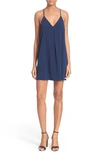 Alice And Olivia 'fierra' Stretch Silk Slipdress In Navy