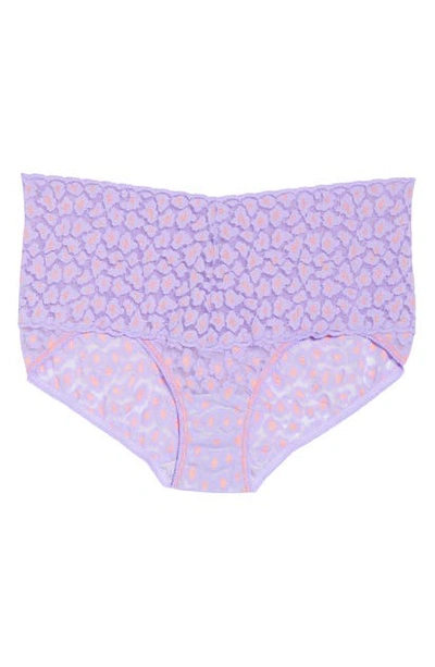 Hanky Panky Cross Dye Leopard Retro V-kini In Hyacinth/ Apricot
