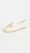Tory Burch Ines Leather Espadrilles In New Cream/gold