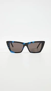 Saint Laurent Cat-eye Acetate Sunglasses In Blue Spotted Havana