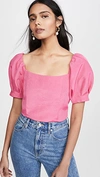 ALICE AND OLIVIA JOSLYN PUFF SLEEVE CROPPED TOP