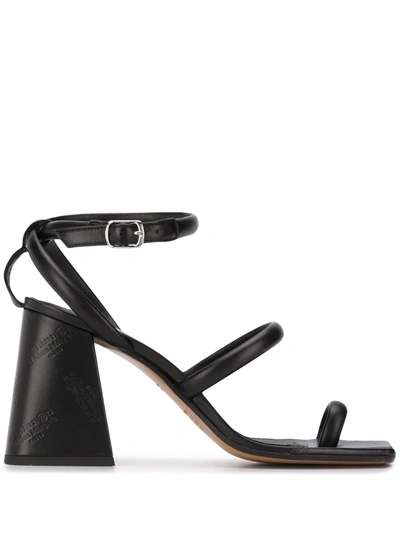 Maison Margiela 90mm Leather Toe Ring Sandals In Black