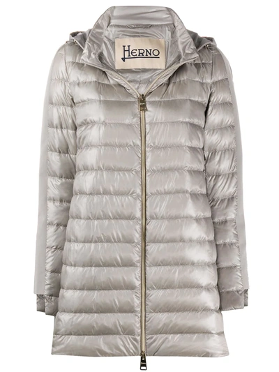 Herno A Shape Nylon Ultralight Padded Raincoat In Grey