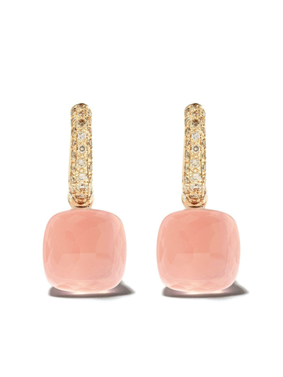 Pomellato 18kt Rose Gold Quartz Stone Earrings In Pink
