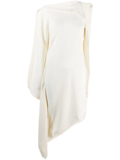 Mm6 Maison Margiela Asymmetrical Dress In Ivory Colour In White