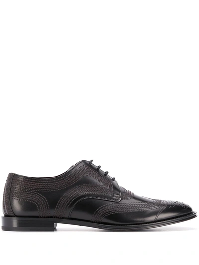 Dolce & Gabbana Brogue-detailed Derby Shoes In Black