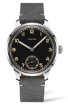 LONGINES HERITAGE MILITARY LEATHER STRAP WATCH, 43MM,L28264532