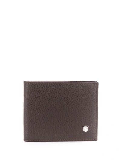 Orciani Ebony Pebbled Leather Bifold Wallet In Ebano