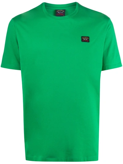 Paul & Shark Cotton T-shirt With Logo Patch In Green