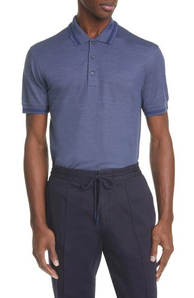 Ermenegildo Zegna Cotton & Silk Polo Shirt In Blue