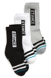 Stance Kids' Assorted 3-pack Athletic Socks In Black/ Grey/ White