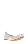 Nina Kids' Esther Ballet Flat In Pastel Rainbow Chunky Glitter