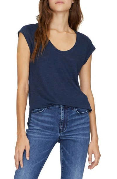 Sanctuary Alma Scoop Neck Slub Linen T-shirt In Navy Vibration