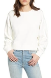 Ninety Percent Organic Cotton Crop Sweatshirt In White