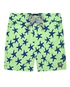 Tom & Teddy Boy's Starfish Print Classic Fit Swim Trunks In Green And Blue