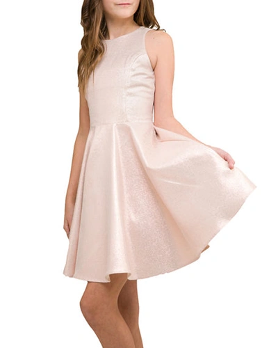 Un Deux Trois Kids' Girl's Pleated Floral Racerback Dress In Pink