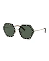 Valentino Geometric Crystal-embellished Sunglasses In Green
