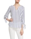 MICHAEL MICHAEL KORS STRIPED TIE-SLEEVE WOVEN BLOUSE,PROD230090399