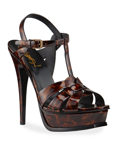 Saint Laurent Brown Tribute 105 Tortoiseshell Leather Sandals