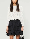THE KOOPLES CROPPED BRODERIE ANGLAISE COTTON TOP,R00048438