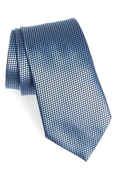 Ermenegildo Zegna Micro Geometric Silk Tie In Bright Blue Solid