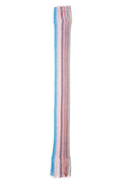 Missoni Fringe Scarf In Pink/ Blue