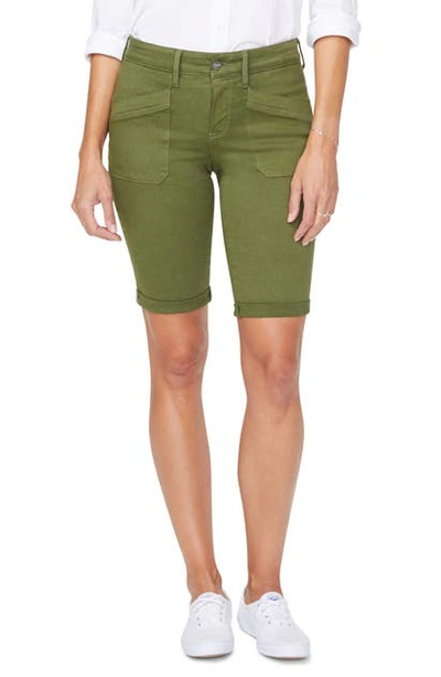 Nydj Stretch Cotton Blend Twill Bermuda Shorts In Olivine