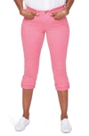 Nydj Marilyn Mid-rise Straight Leg Crop Frayed Cuffed Jeans In Pink Flamingo