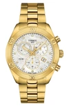 Tissot Pr 100 Classic Chronograph Bracelet Watch, 38mm In Gold/ White Mop/ Gold