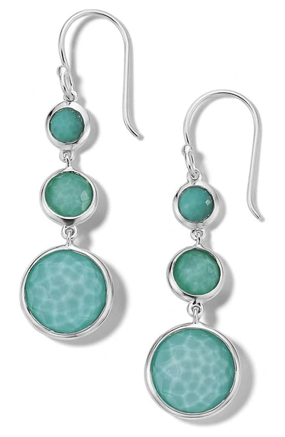 Ippolita Lollipop Lollitini 3-stone Drop Earrings In Sterling Silver With Turquoise Doublet