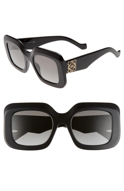 Loewe 53mm Square Sunglasses In Black/gray Gradient