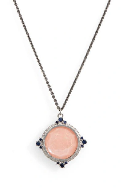 Armenta New World Mother-of-pearl & Sapphire Pendant Necklace In Peach And Silver