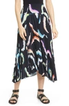 A.l.c Sonali Asymmetrical Pleated Midi Skirt In Midnight/ Multi