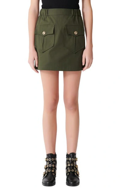 Maje Jesna High-waist Stretch-cotton Mini Skirt In Dark Khaki