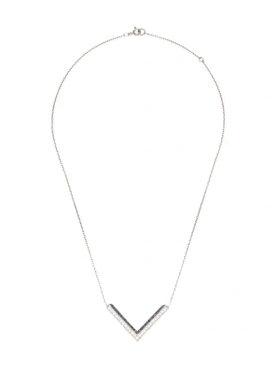 Ralph Masri 18kt White Gold Diamond Triangle Necklace In Silver