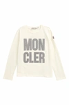 Moncler Glitter Logo Long-sleeve T-shirt, Size 4-6 In White