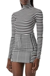 Burberry Striped Crepe Jersey Turtleneck Top In Black Ip Pattern