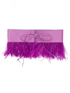 Attico Feather-trimmed Leather Belt In Violet
