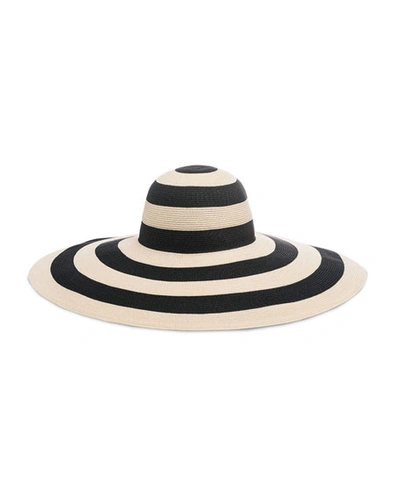 Eugenia Kim Sunny Striped Wide-brim Hat In White/black